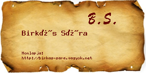 Birkás Sára névjegykártya