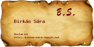 Birkás Sára névjegykártya